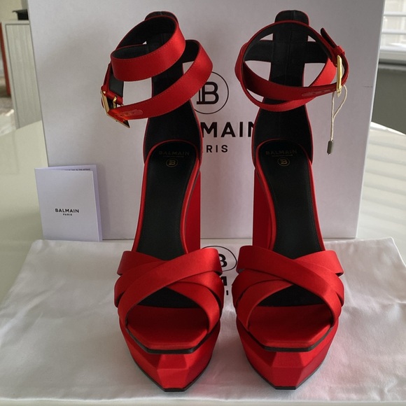 BALMAIN Ava Platform Sandals Heels New - Picture 7 of 15